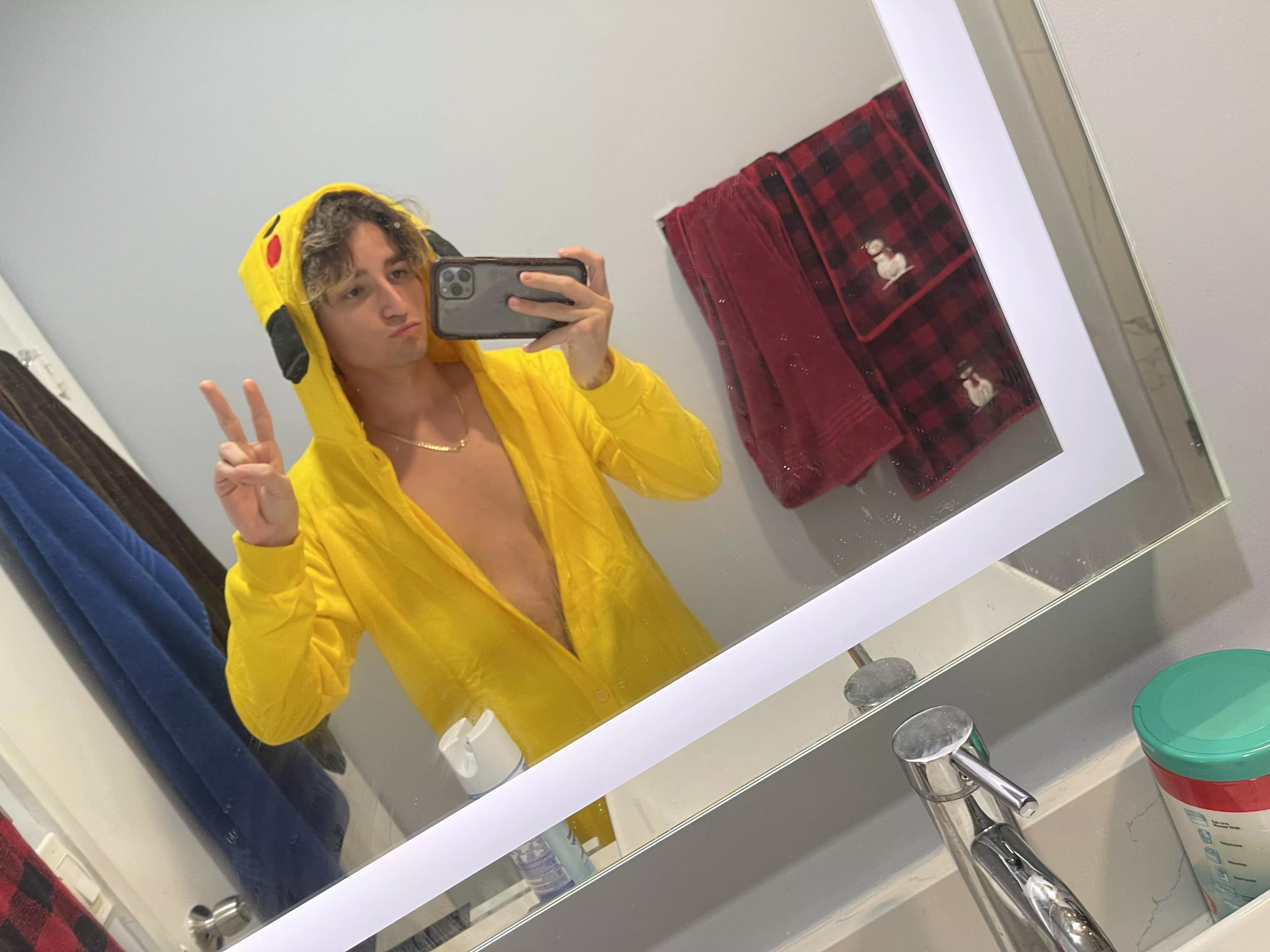 What do we think of my pikachu onesie 😼