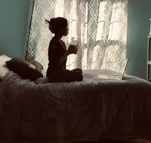 What’s more Asian than an Asian drinking tea with hair pulled up in a messy updo? 🖤