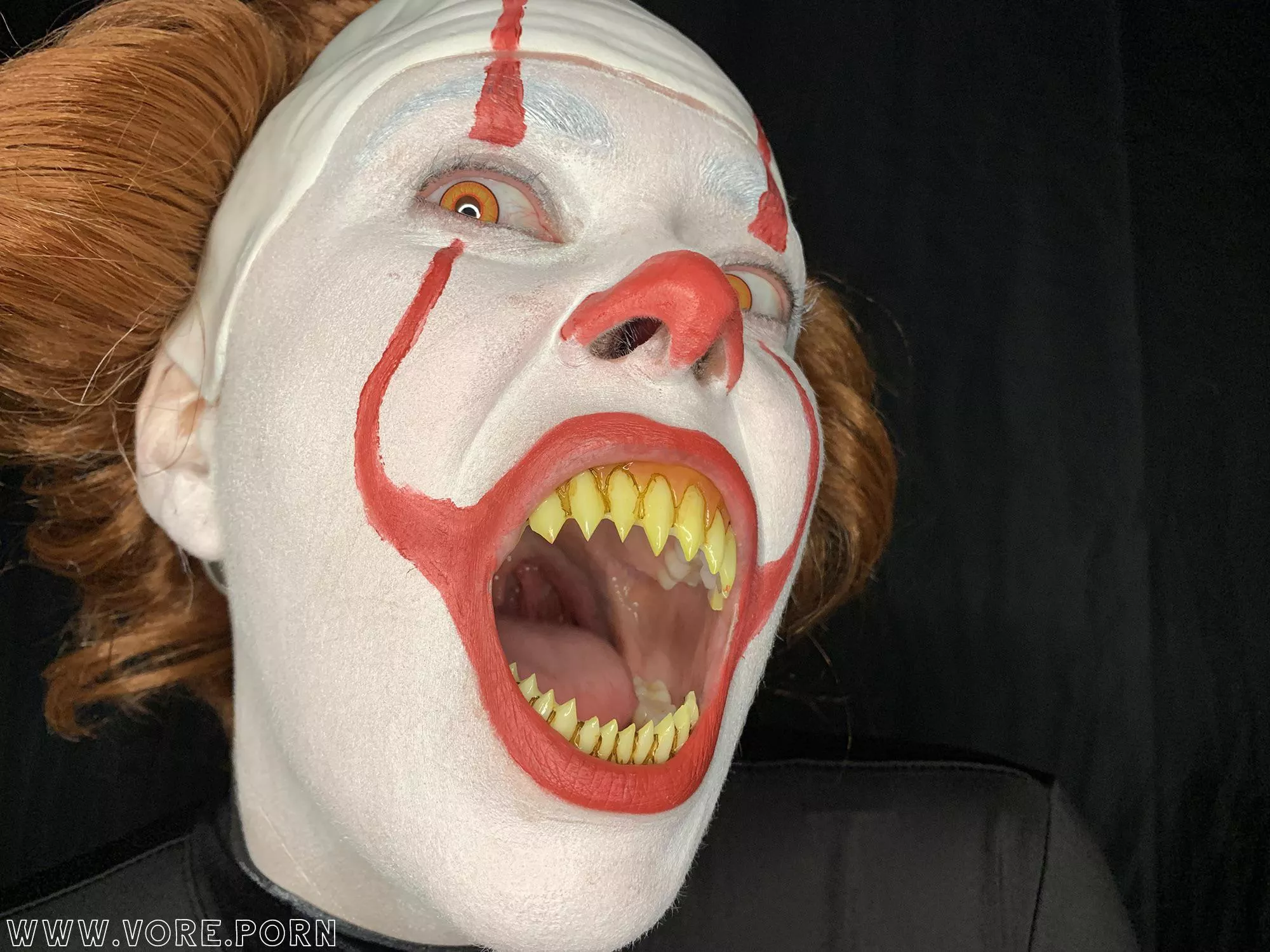 When I think about horror that features characters being devoured by big, intimidating mouths, one particular novel/miniseries/movie and its terrifying clown stand out [OC: WendiVore] [IRL]