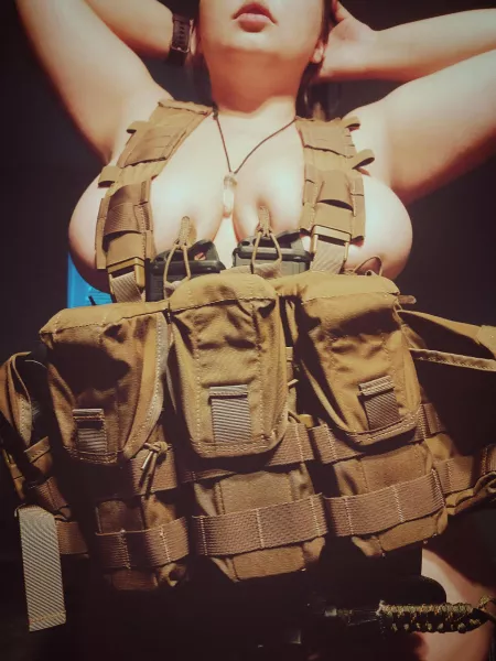 When your partner wants you to wear his airsoft gear, you oblige 🤣💛