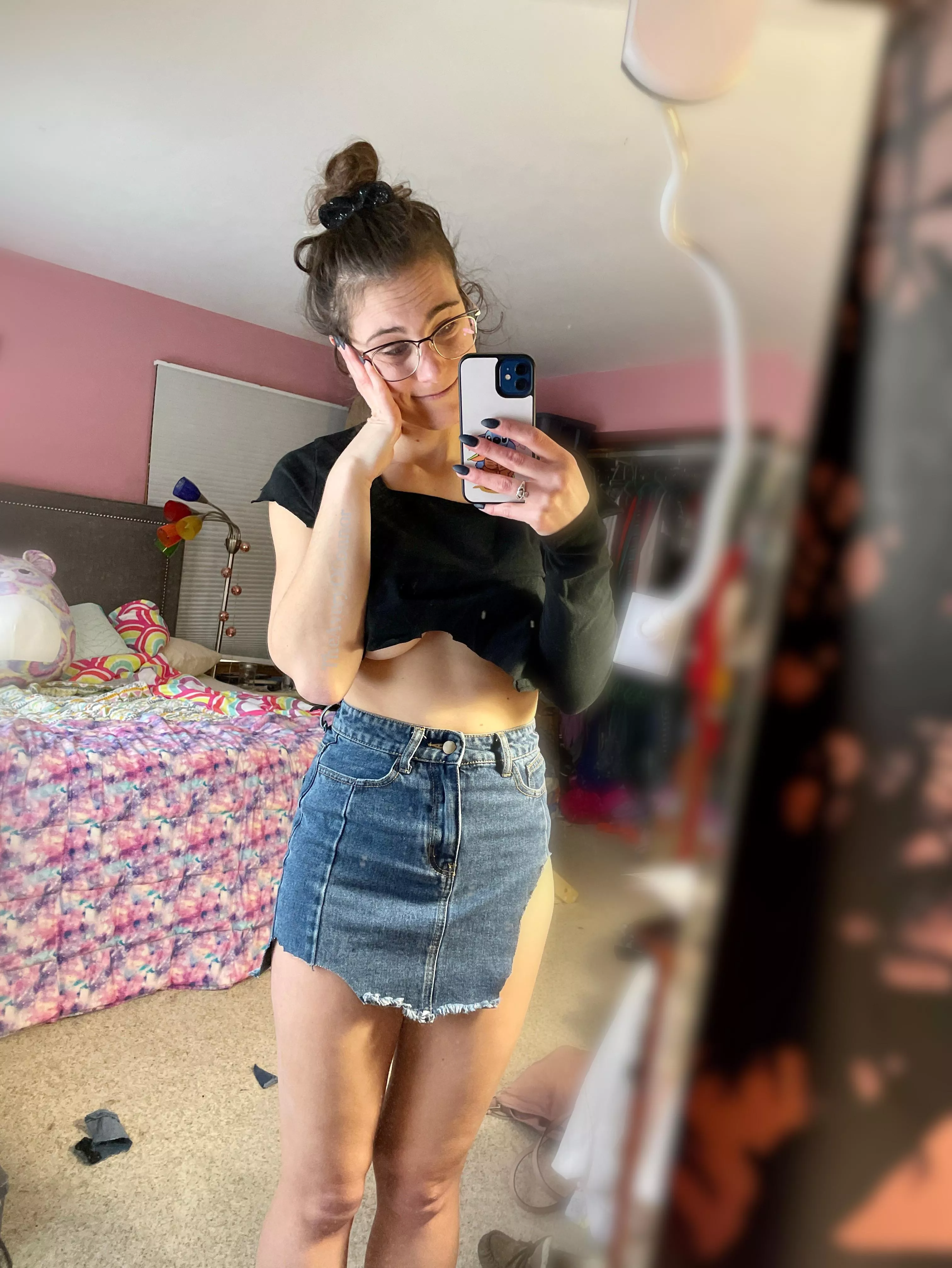 When you’re in the process of cutting the crop top yourself