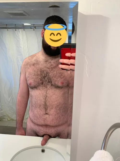 When you’re tall enough that the bathroom counter is the right height to be a dick rest