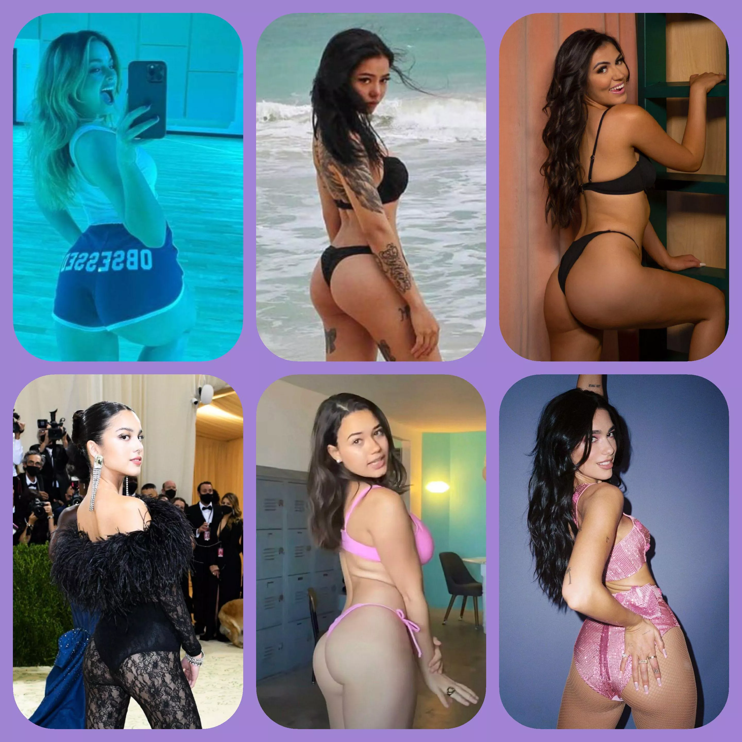 Which ass are you pounding? Addison Rae, Bella Poarch, Mikala Pascal, Olivia Rodrigo, Sofia Gomez or Dua Lipa