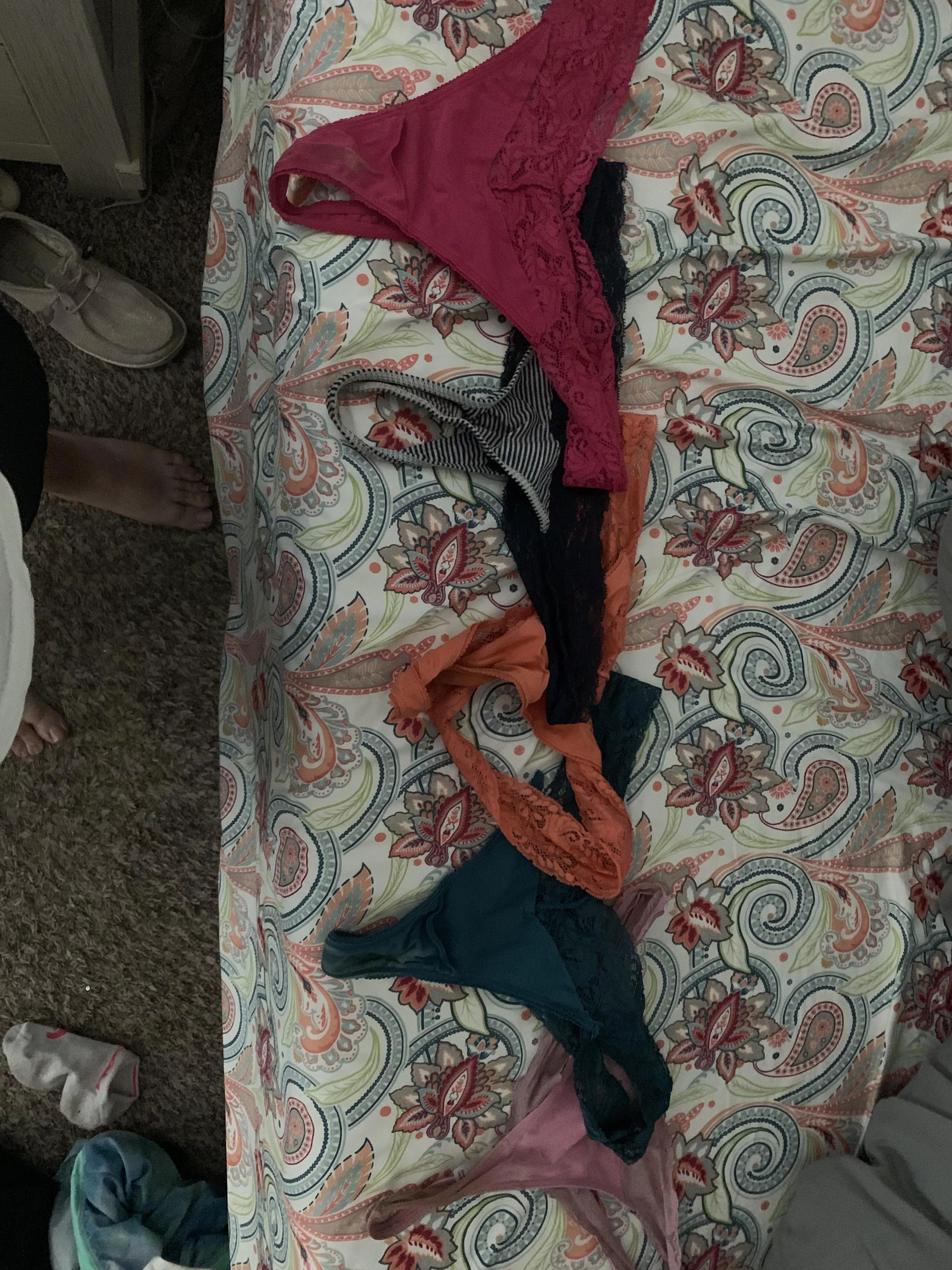 Which pair of my wife’s dirty panties do you want to see me wear? 🍆 Which pair of my wife’s dirty panties do you want to see me wear? 🍆