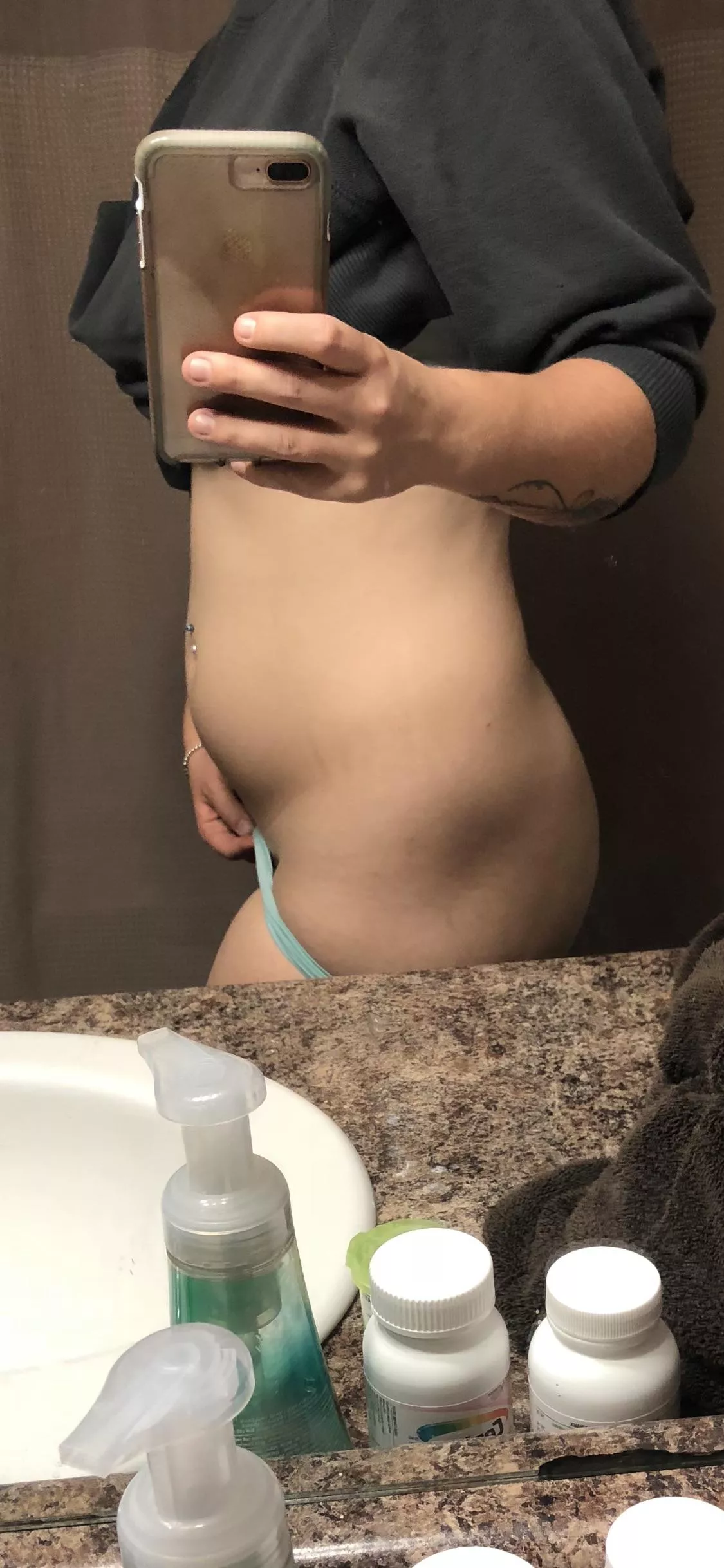Who doesn’t love a little bump just waiting to grow🤰🏼 Also, panties up or down?😏💋 Who doesn’t love a little bump just waiting to grow🤰🏼 Also, panties up or down?😏💋