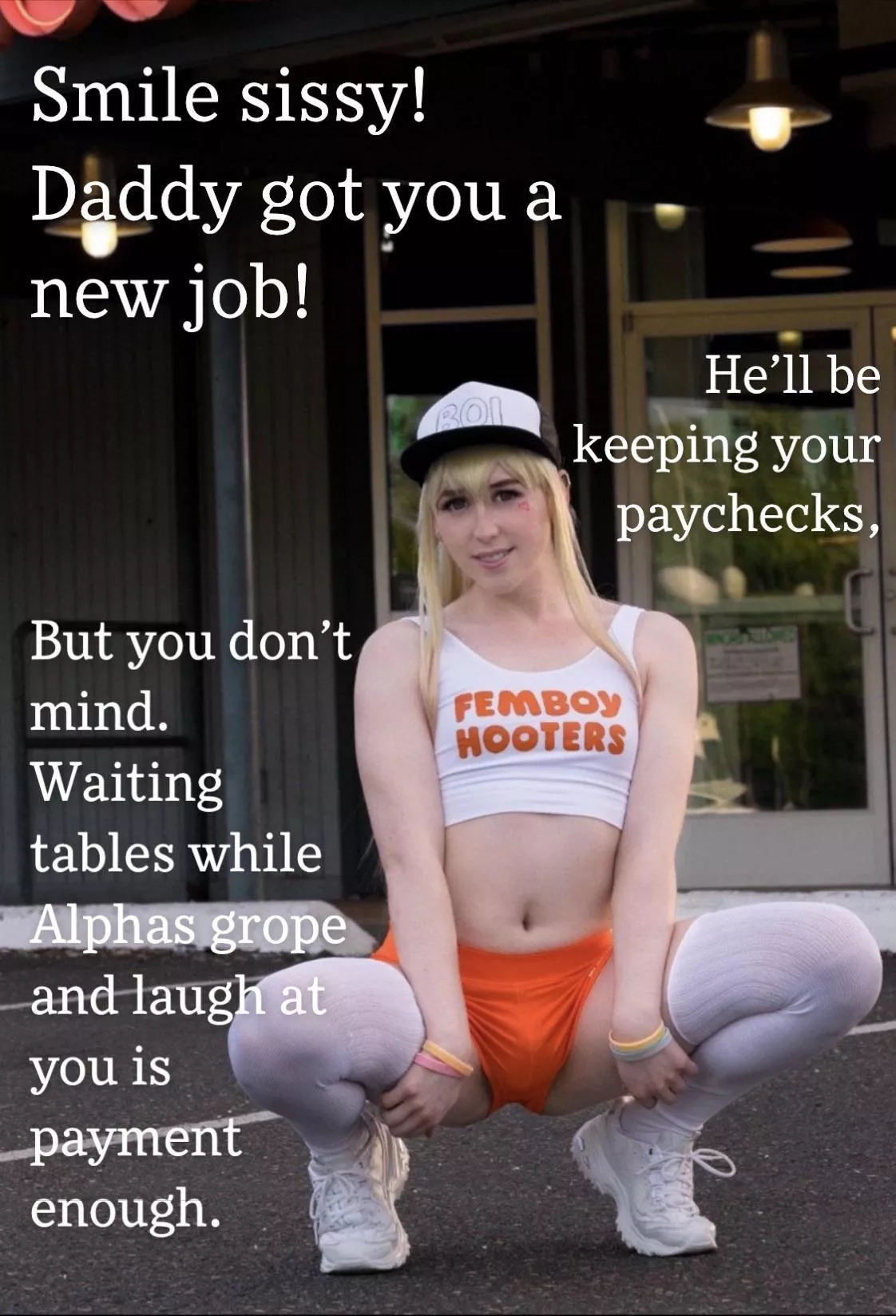 Who else wishes there was a Femboy Hooters?? Sissies would you work there? I know it would be my new favorite restaurant 🤤 Who else wishes there was a Femboy Hooters?? Sissies would you work there? I know it would be my new favorite restaurant 🤤
