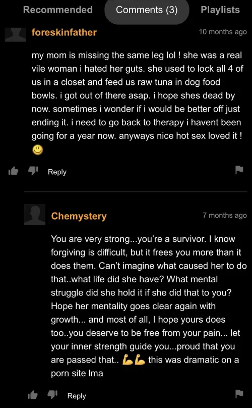 Who needs therapy when u got pornhub comments