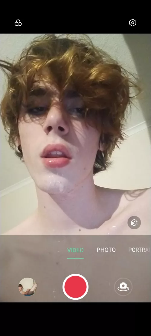 who wants to lick the cum off my chin? (18)