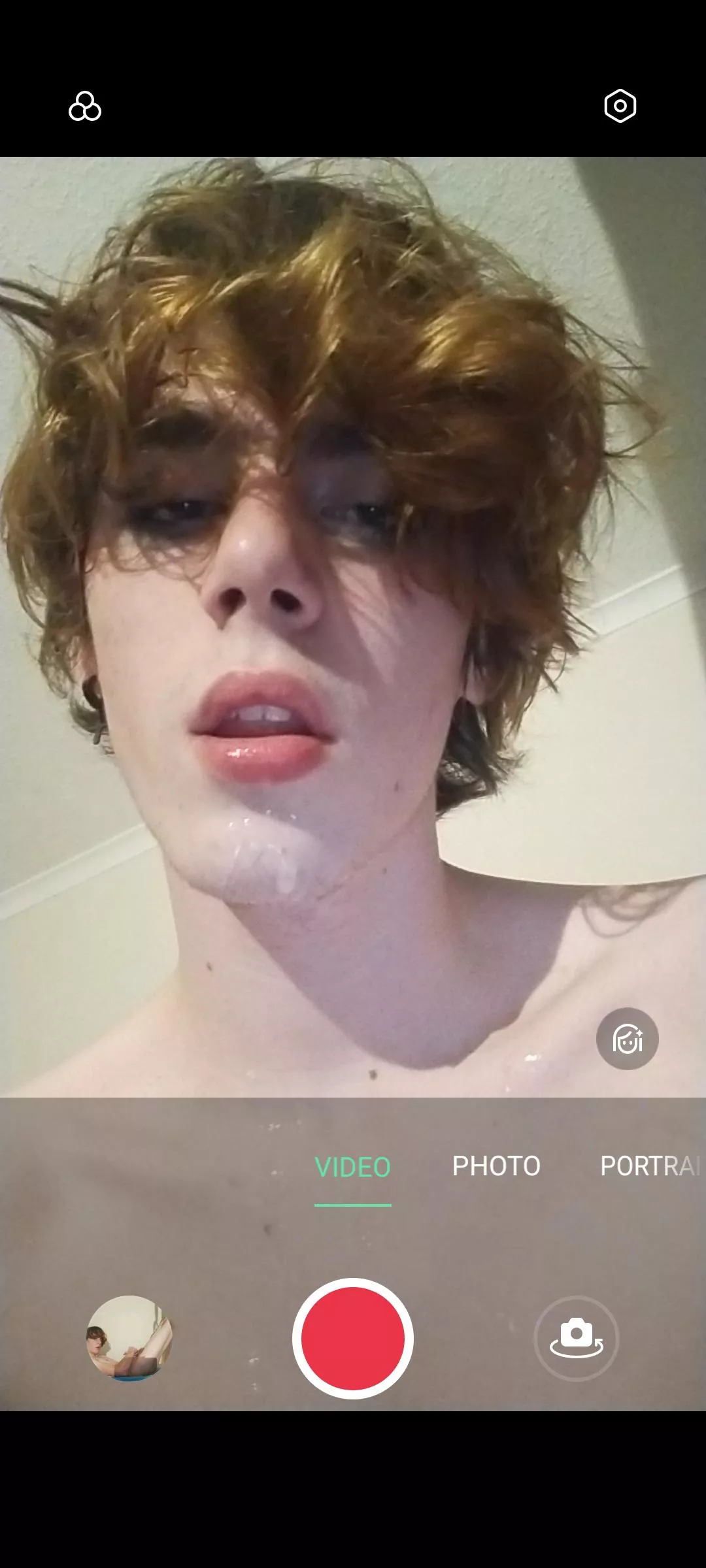 who wants to lick the cum off my chin? (18)