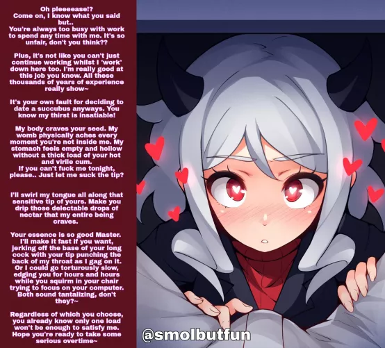 [Wholesome] [blowjob] [Monster Girl] It's hard to say no to her alluring eyes..