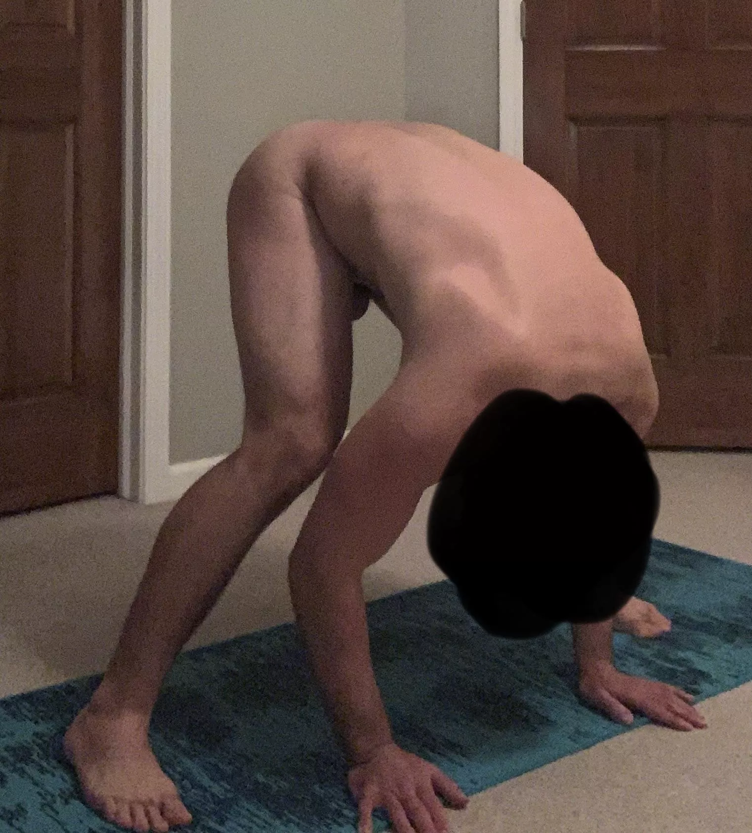 Wide-legged forward fold. A work in progress. Happy Friday!