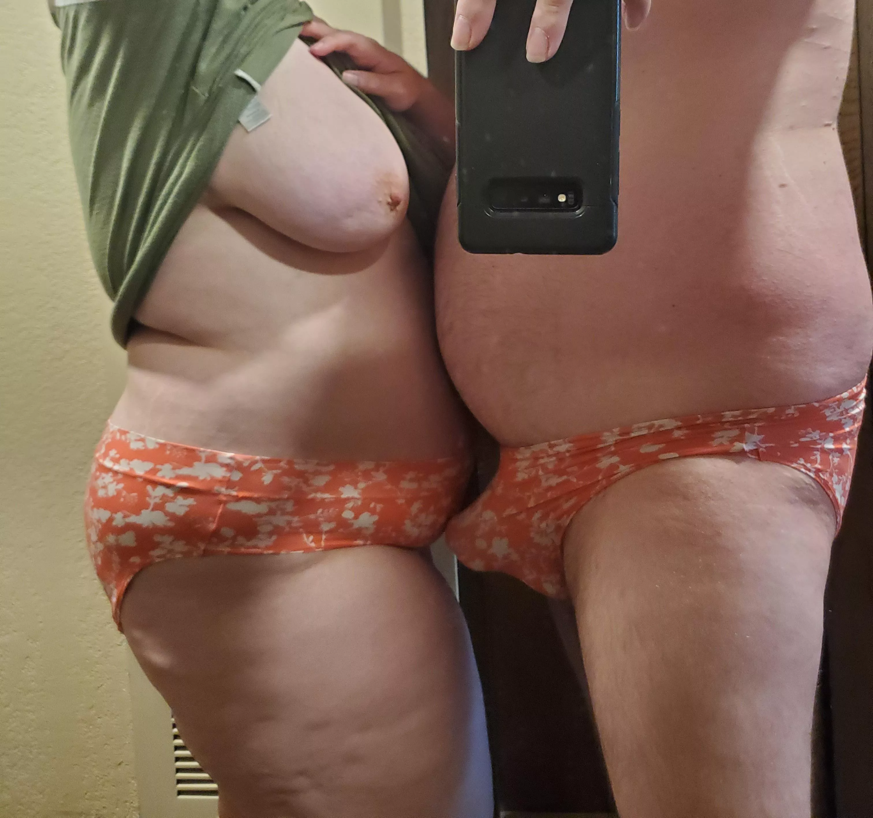 Wife and I in matching panties.
