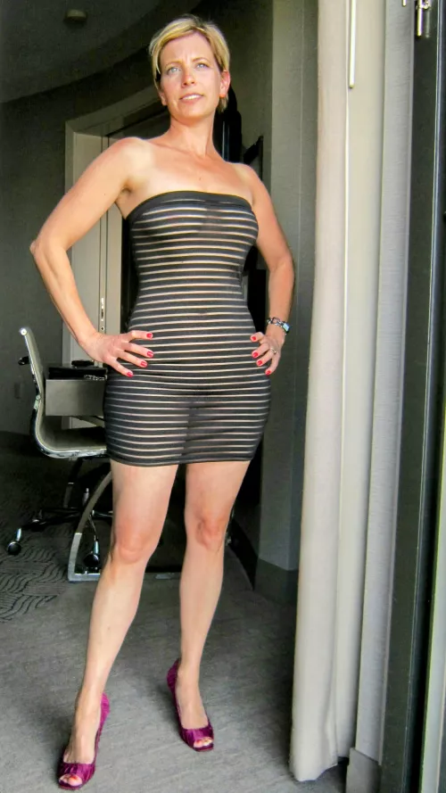 Wife posing in new dress 2