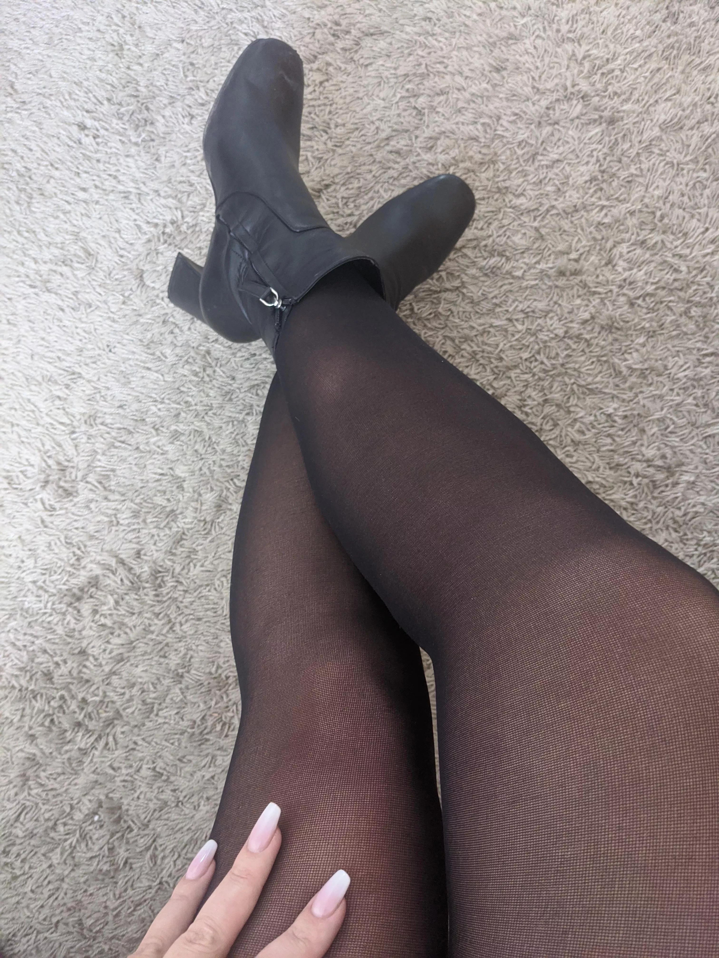Winter means boots and pantyhose