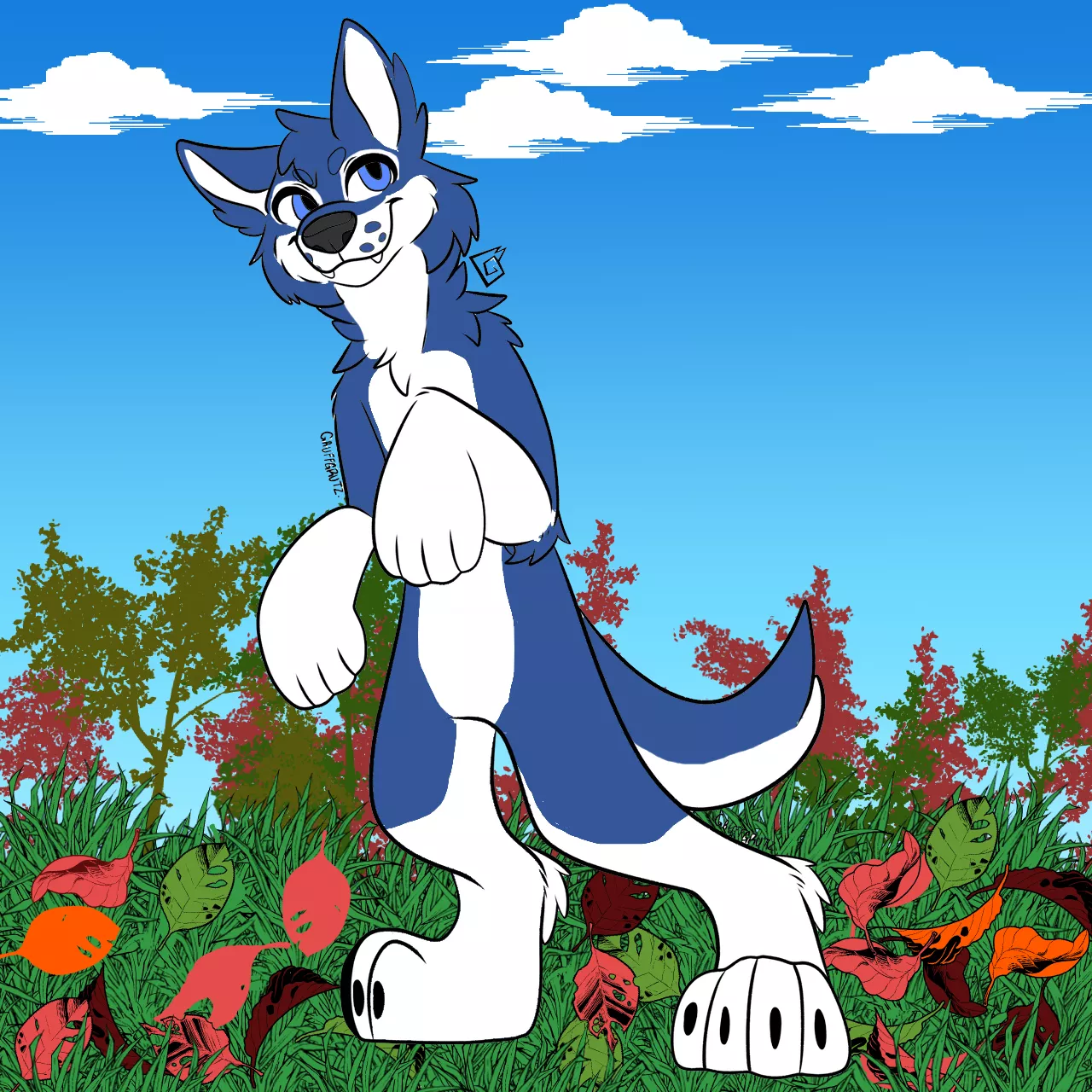 Wolfie in Fall (Colored by me, Base by GruffGrutz on DeviantArt)