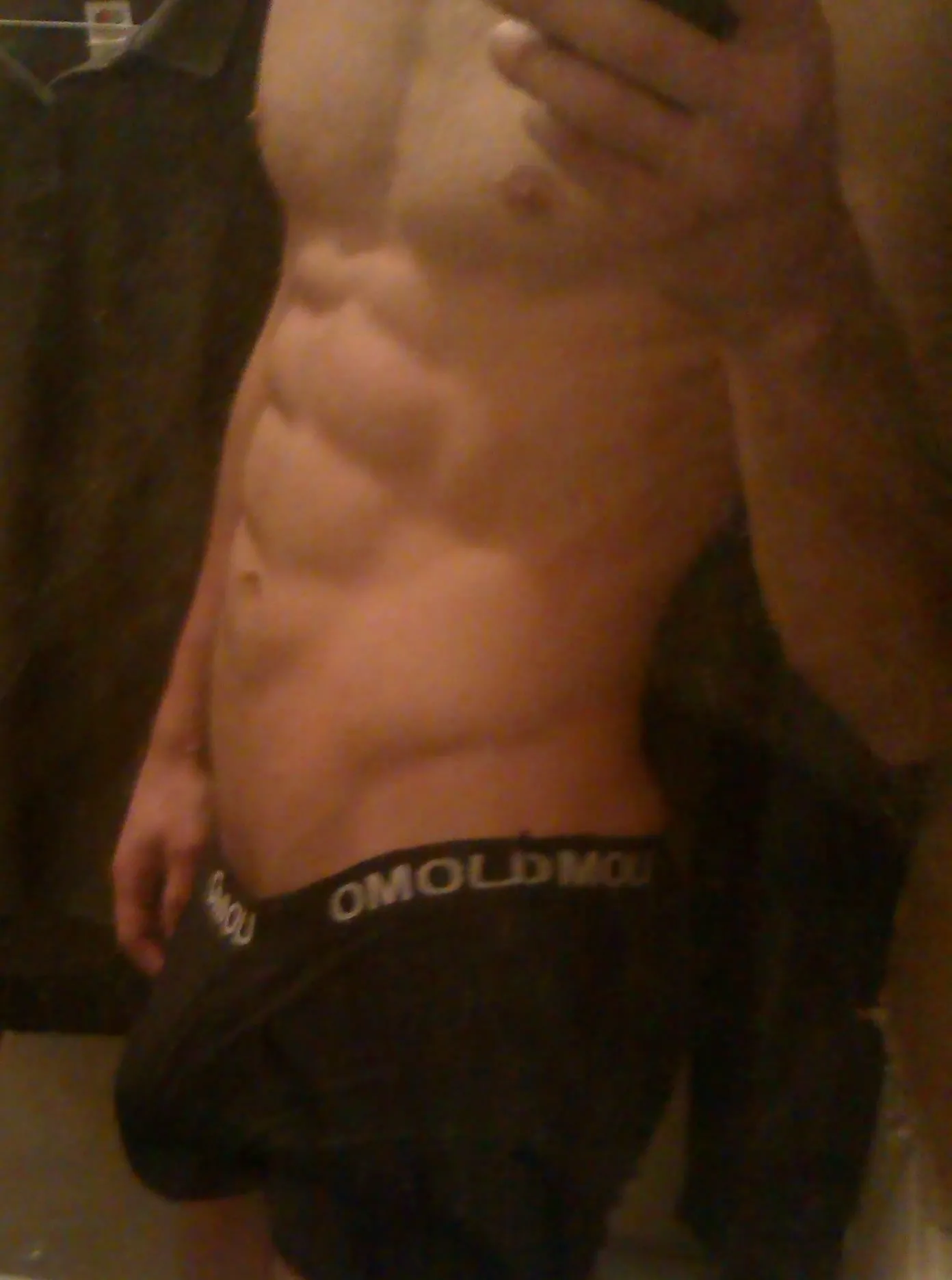 Would you be staring at (m)y abs or my buldge in the locker room?