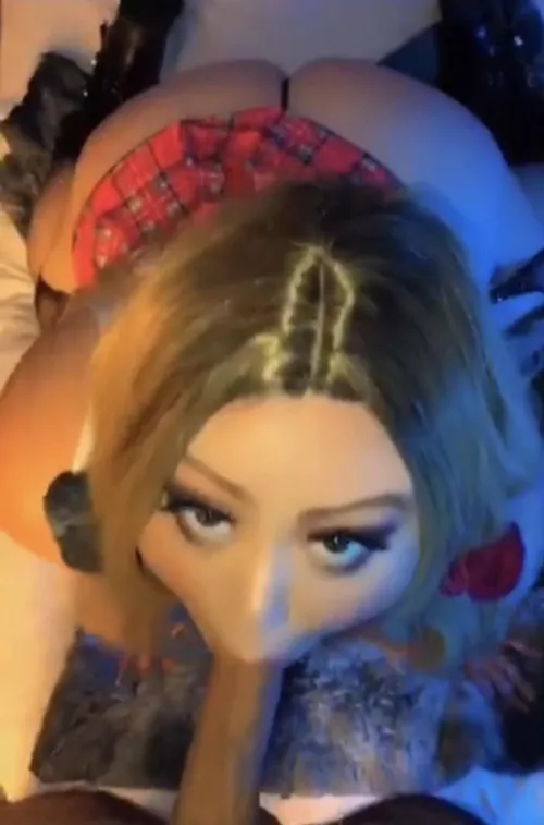 Would you let this naughty school girl suck your cock ?