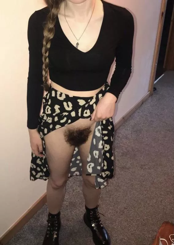 Would you like to find my hairy pussy under my skirt?
