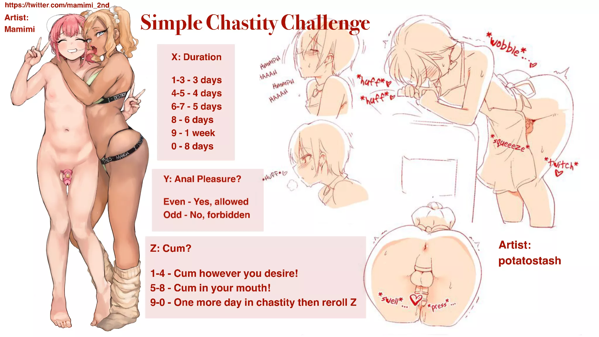 X = 0 Y= 7 Z = 0. In 9 days I have to reroll this roulette to see if I get to cum. But I think I'm gonna change it up and reroll to see if I get released.