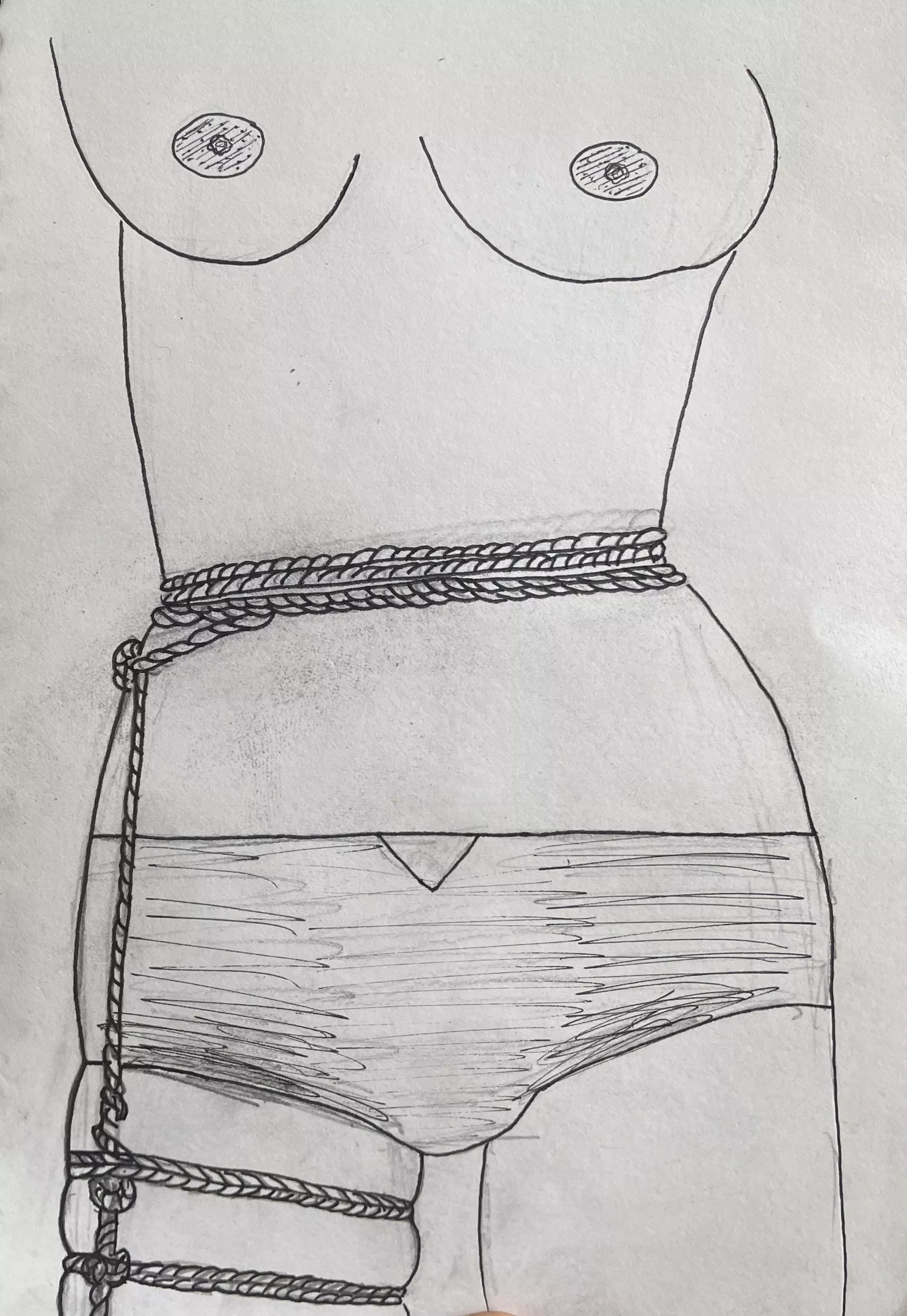 Yesterday our rope studio did a figure drawing class! Here’s one of my inked sketches