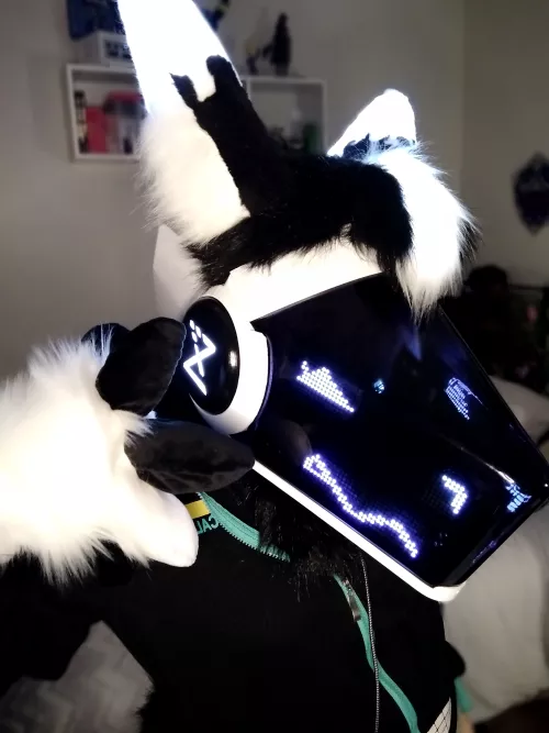 Yo ! I received the fursuit head of my protogen, it's incredible i love it ! ⚡