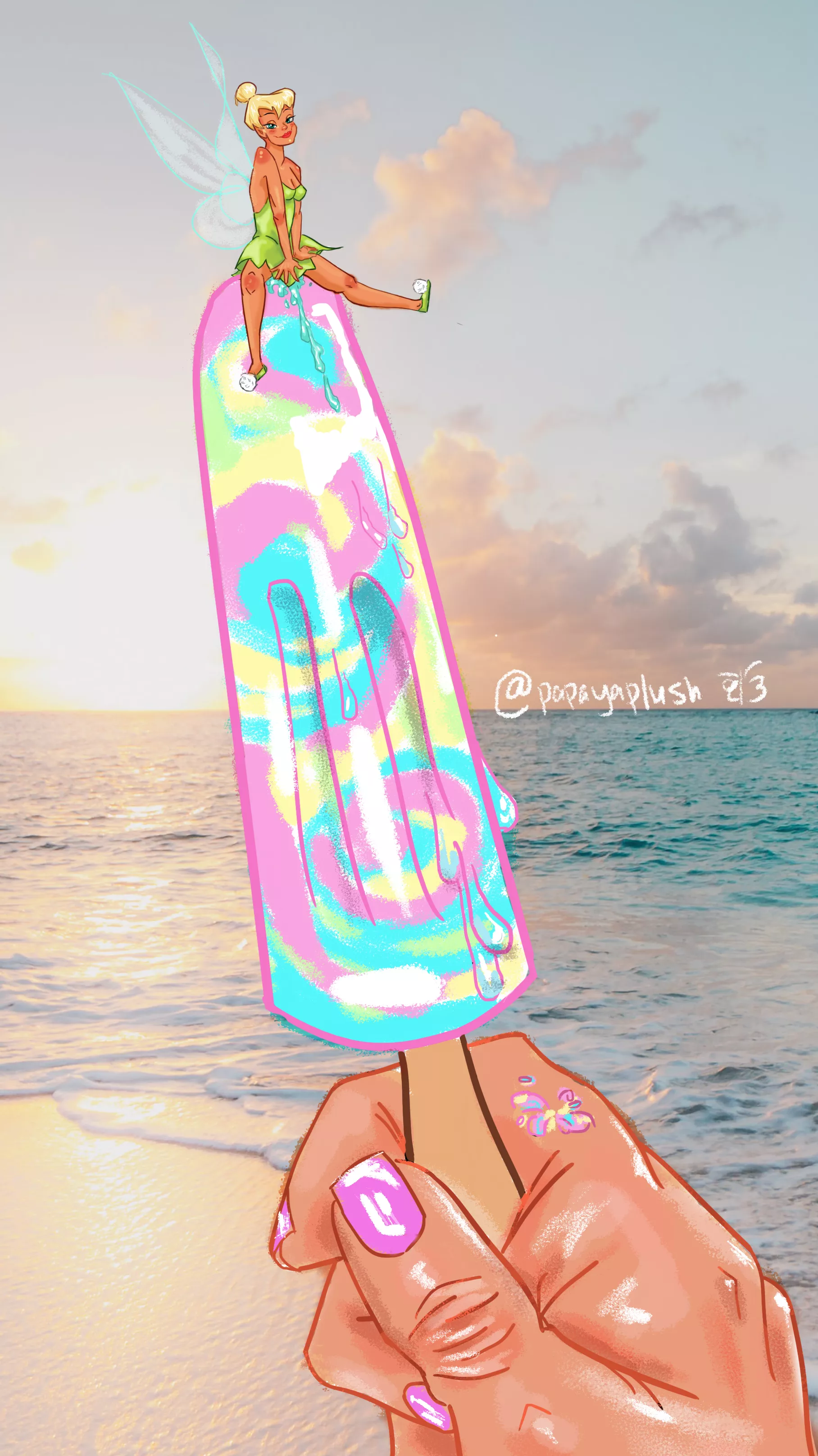 You could just eat her up...Tinkerbell cooling off on the beach (Papayaplush)