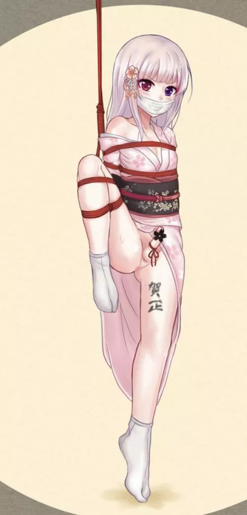 You go home and find femboi all tied up like this what do you do