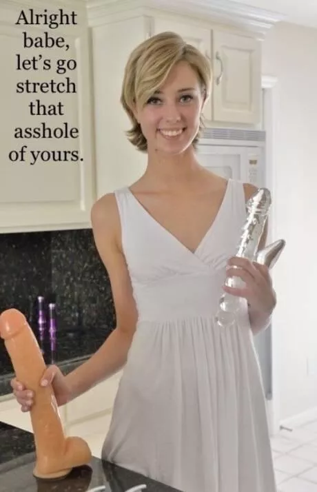 Your girlfriend said that she wanted to try anal and you got really excited. But you were quite surprised when you got home from work and she was waiting for you with several dildos…