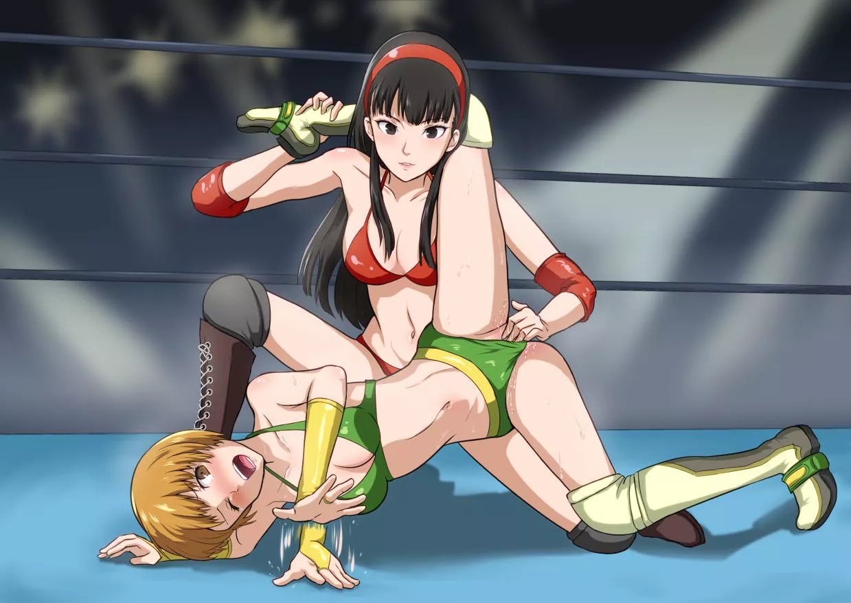 Yukiko and Chie wrestling Yukiko and Chie wrestling