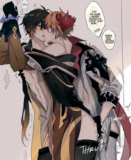 Zhongli and Tartaglia having fun (@yukazuru) [Genshin Impact]