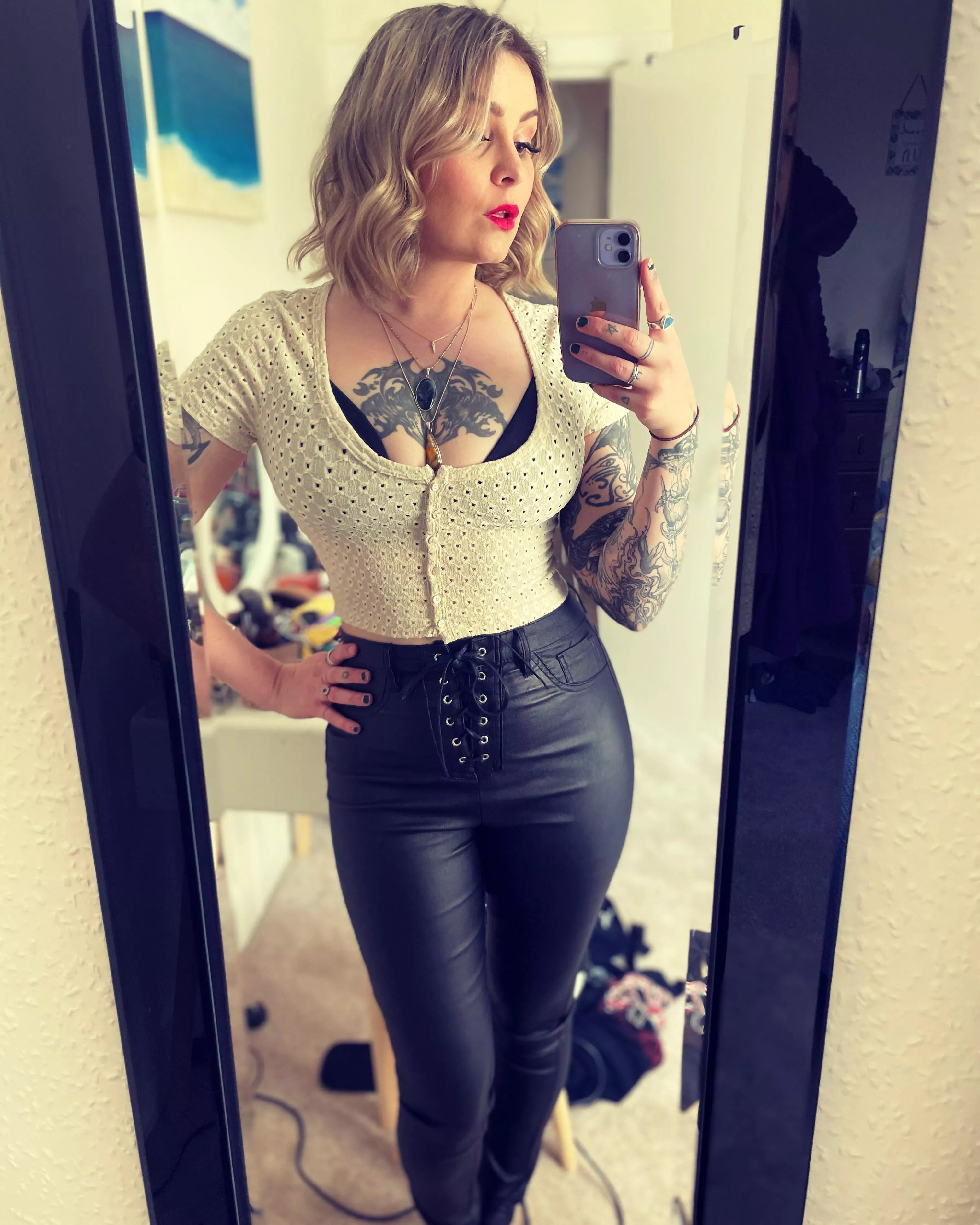 32 [F] Leather lace up trousers at 32 don’t mind if I do, happy birthday to me!!