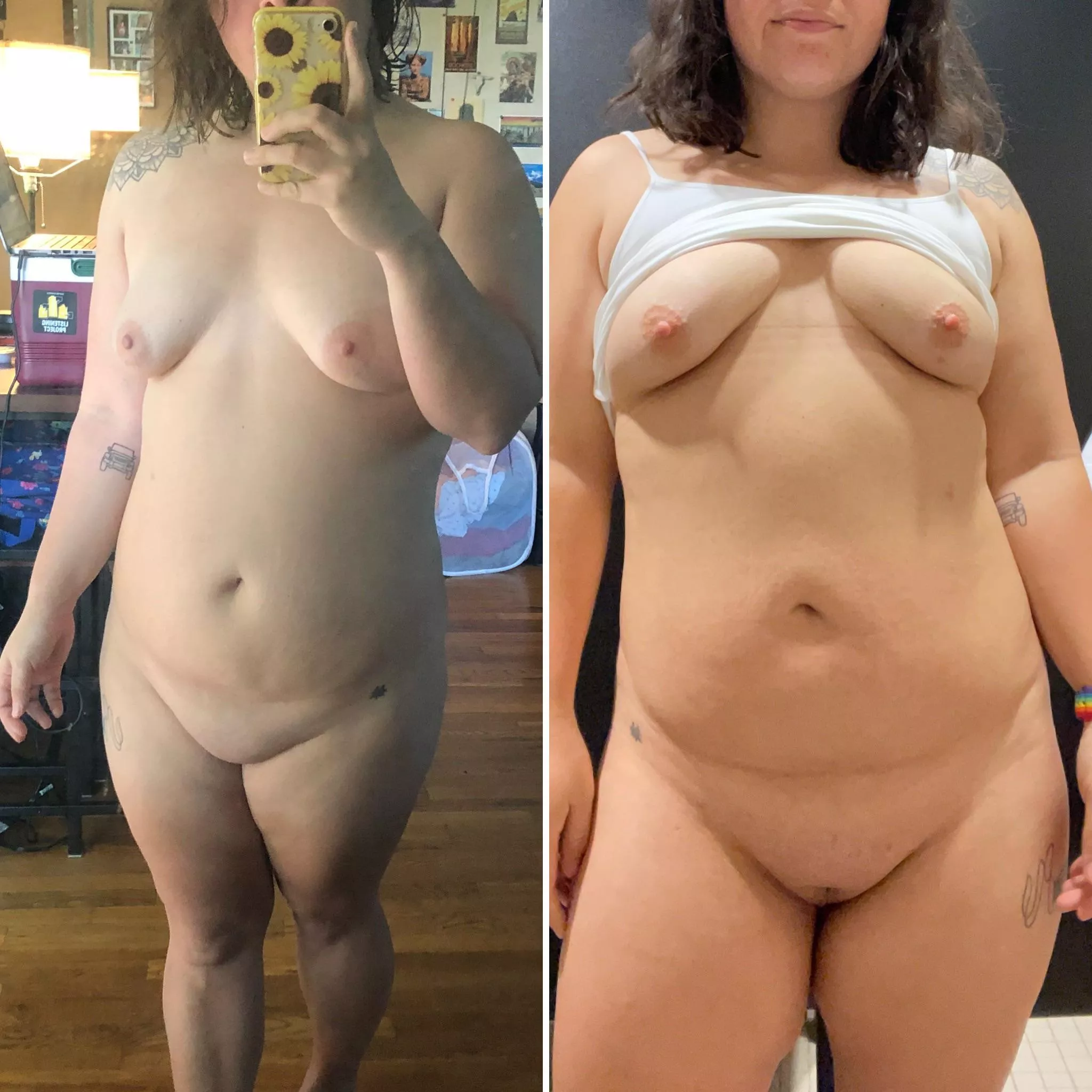34F, 200 lbs, 5’5” — still excited about my body transformation over the last year. 5 lbs lost but so much muscle gained.