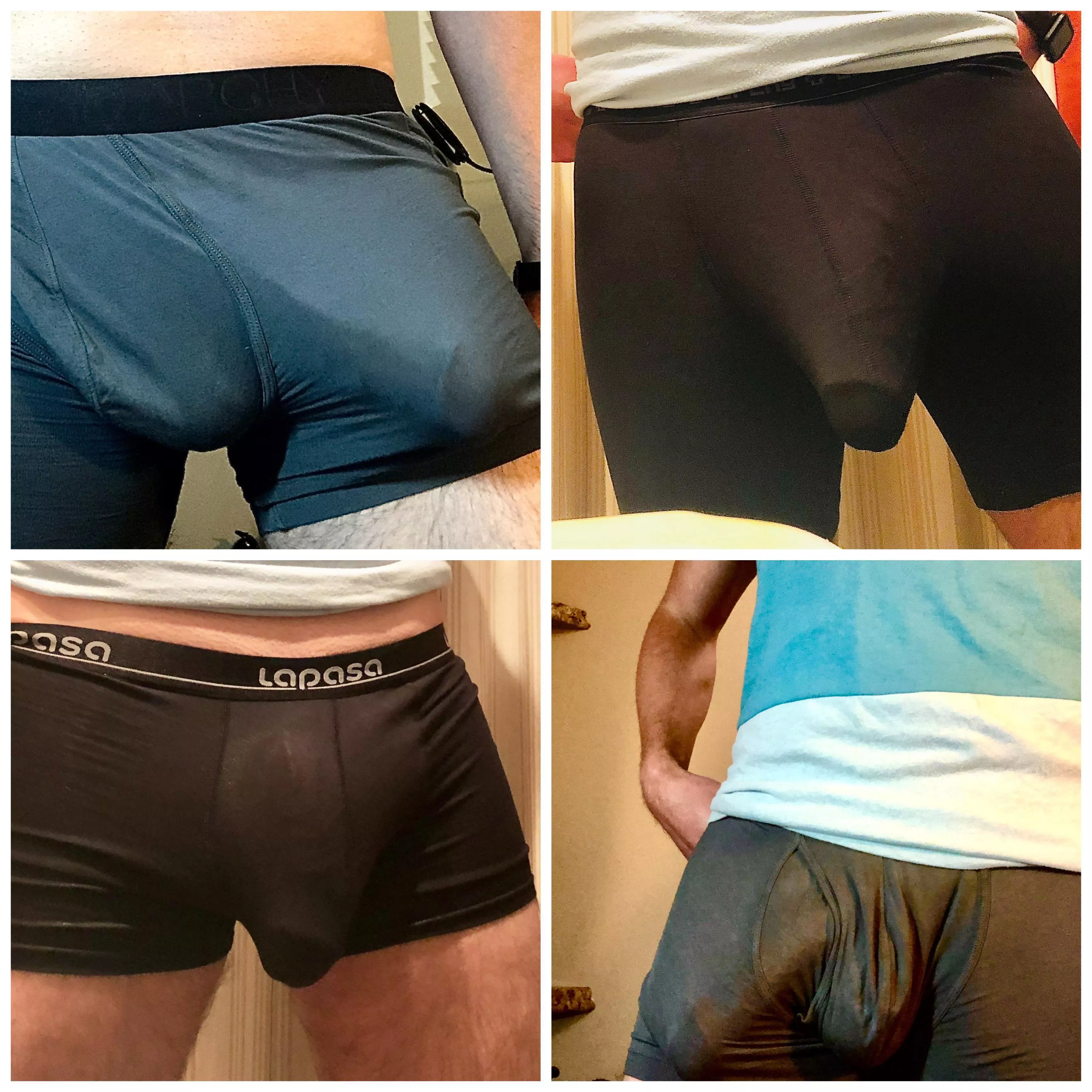 4 different pairs of underwear, and 4 of my bulges