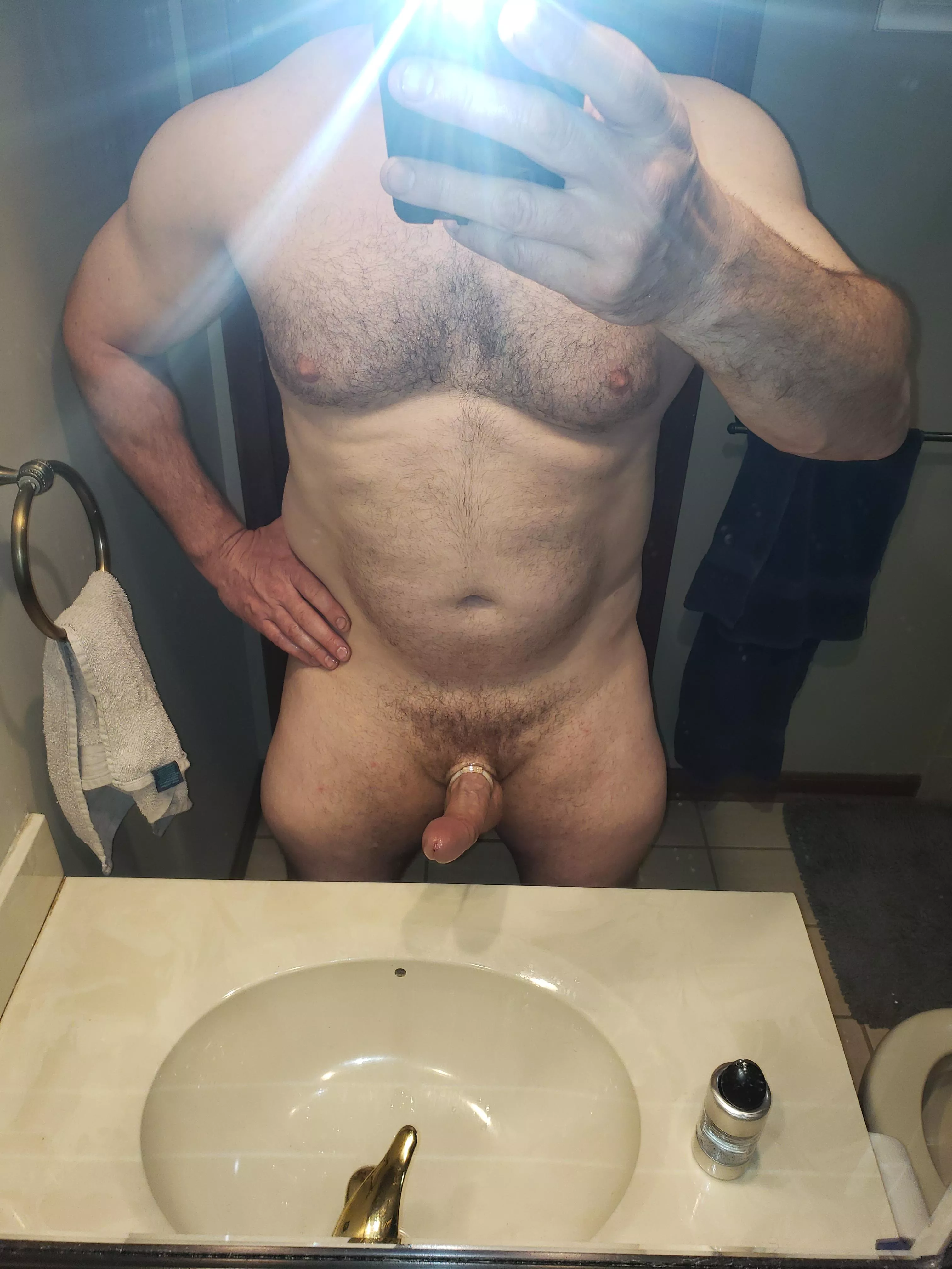 [43] Can I bend you over the counter so you can watch me fuck your hole?