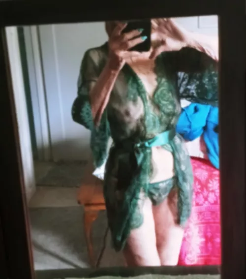 77 years old and experimenting with lingerie for the first time. What do you think of her?