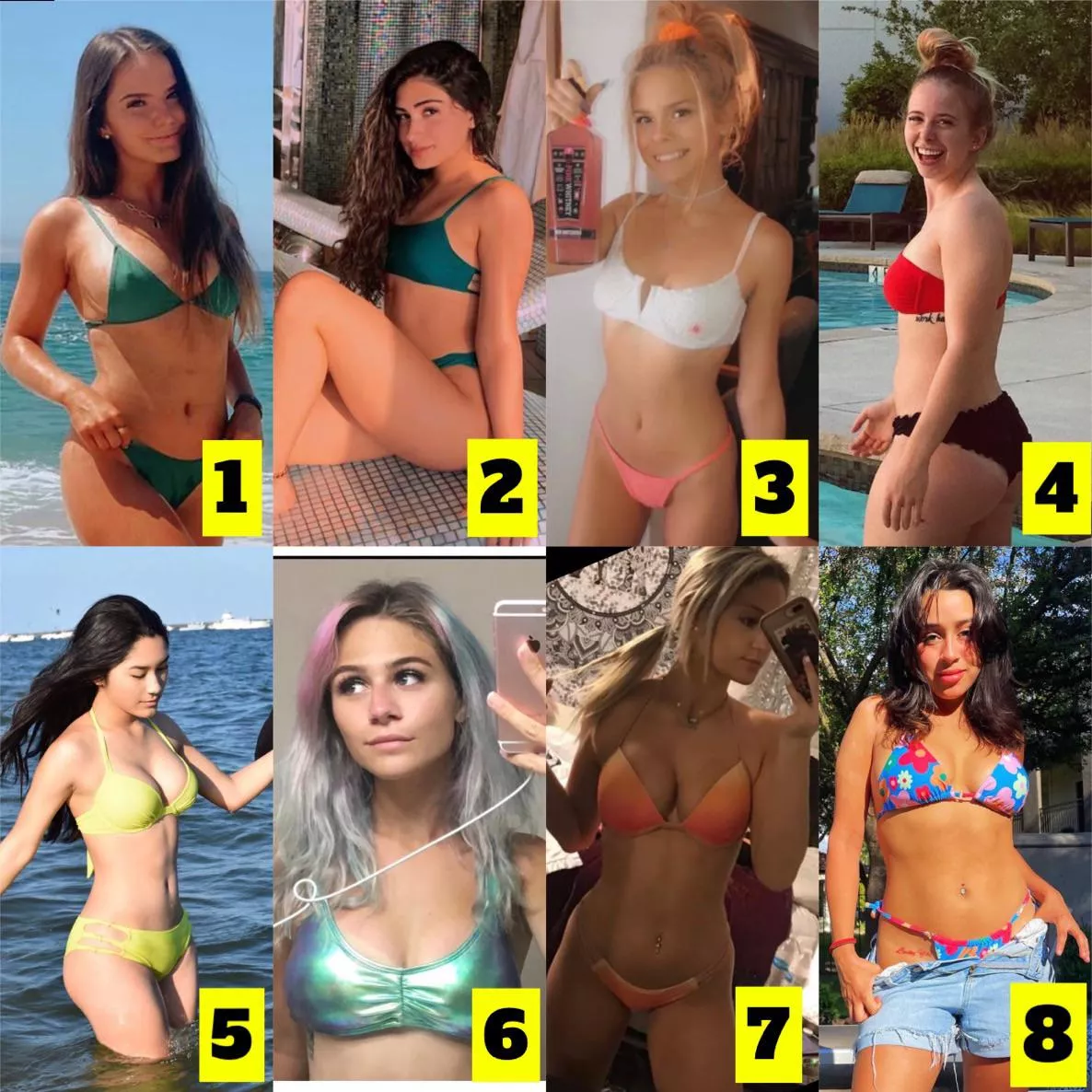 [8] Which bikini slut are you taking home with you from the pool party?