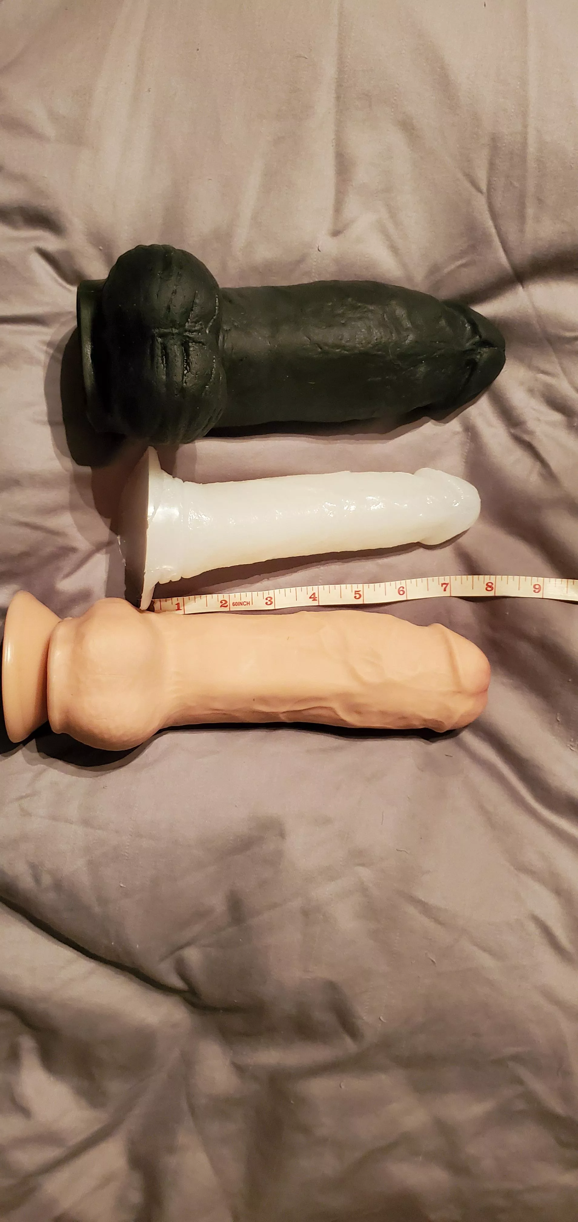 a copy of my dick vs two of my wife's biggest toys