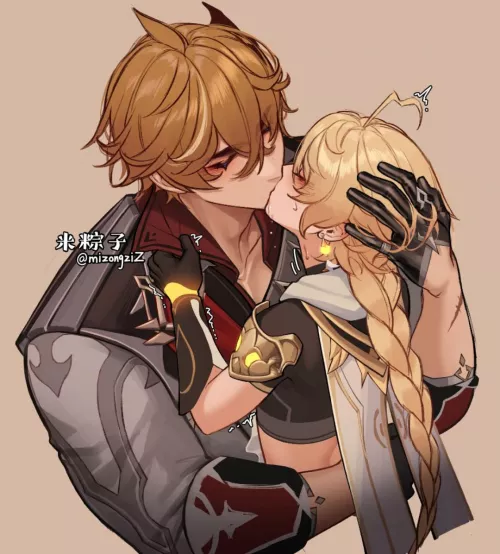 Aether and Childe's beautiful kiss (Genshin Impact)