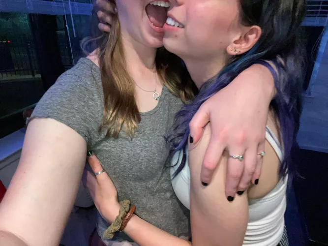 All happy hugging each other