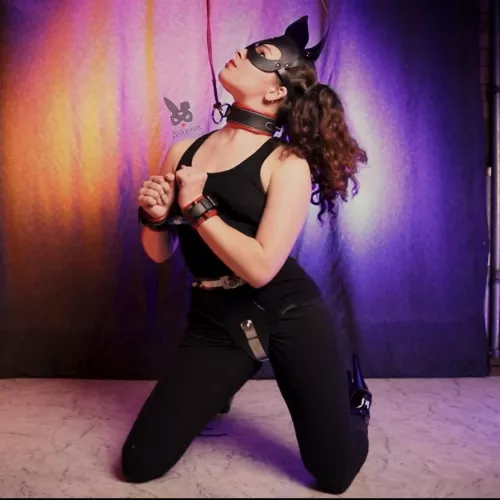 All locked, cuffed & collared. What’s a sooky bunny to do? Would you play with me?