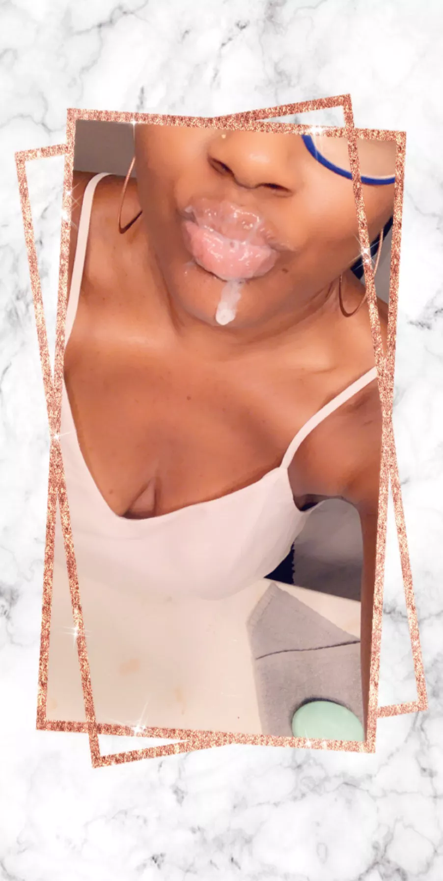 Answered the door with Daddy’s cum gloss 🙈