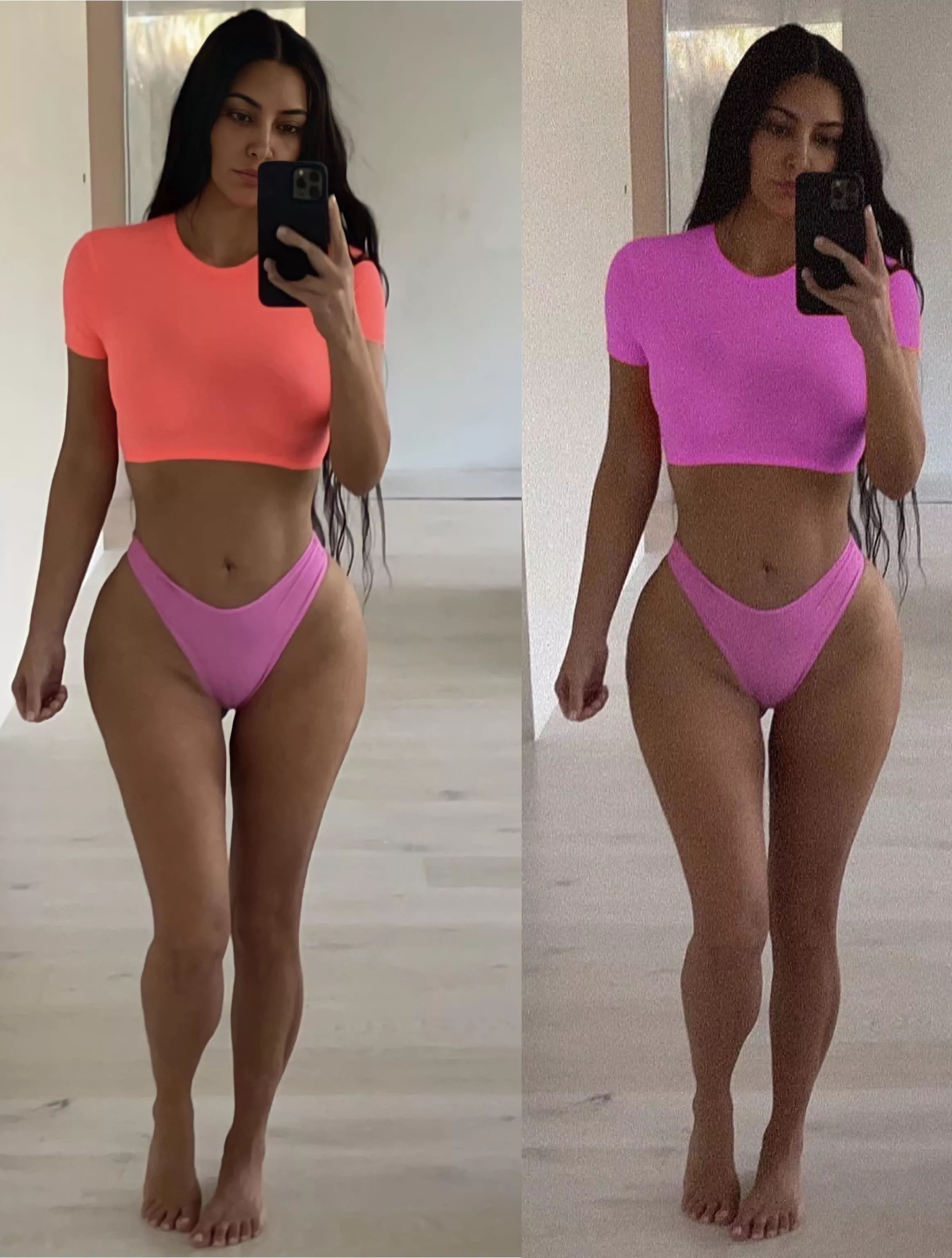 anyone know why she edited the top to make it pink? had the left photo saved from last year anyone know why she edited the top to make it pink? had the left photo saved from last year