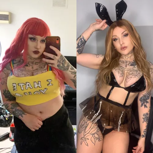 April 2021 vs April 2022 :) 20kg weight loss, fillers, brow Botox, tan, and different style. No surgeries yet!