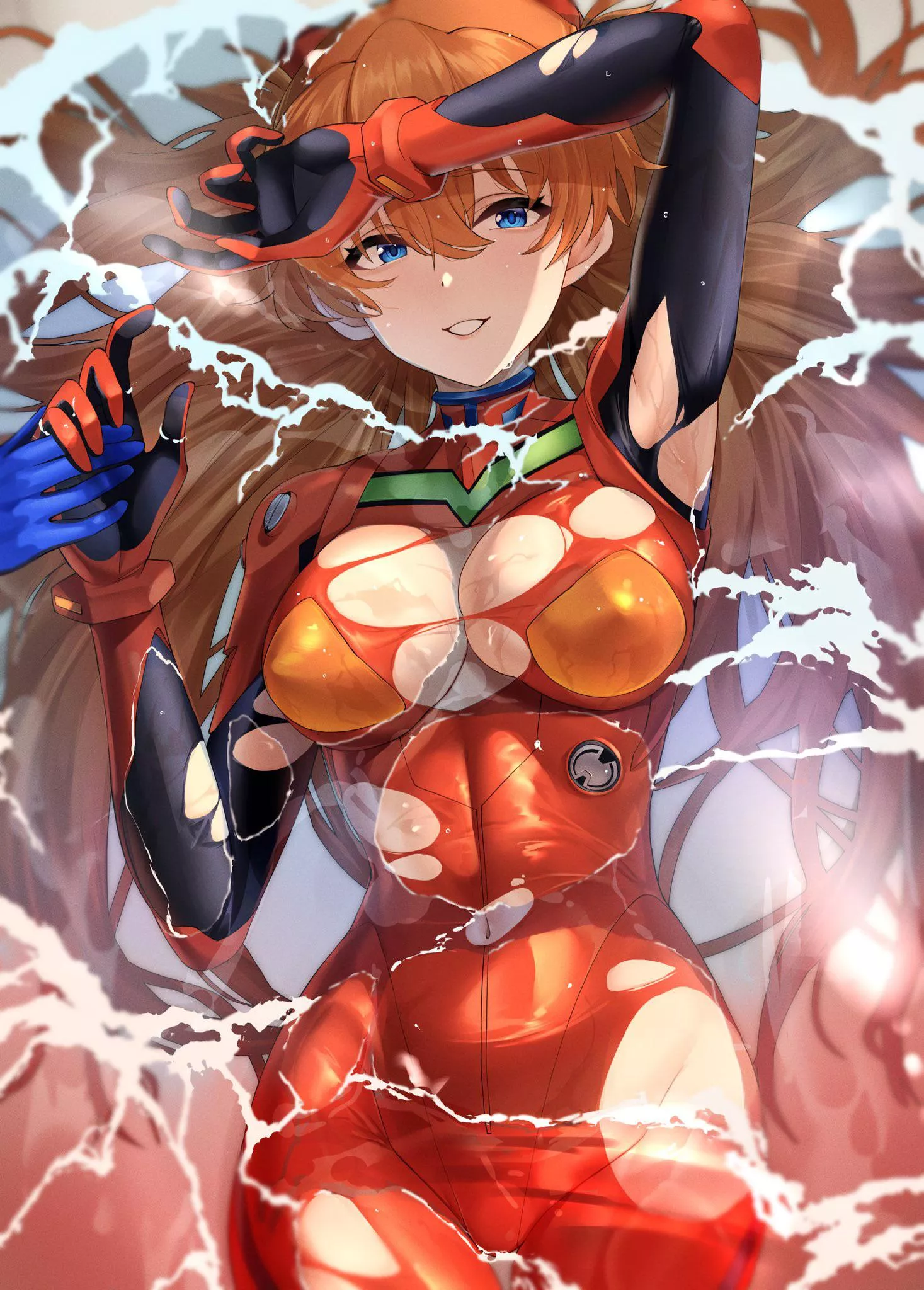 Asuka and her ripped suit [Evangelion]