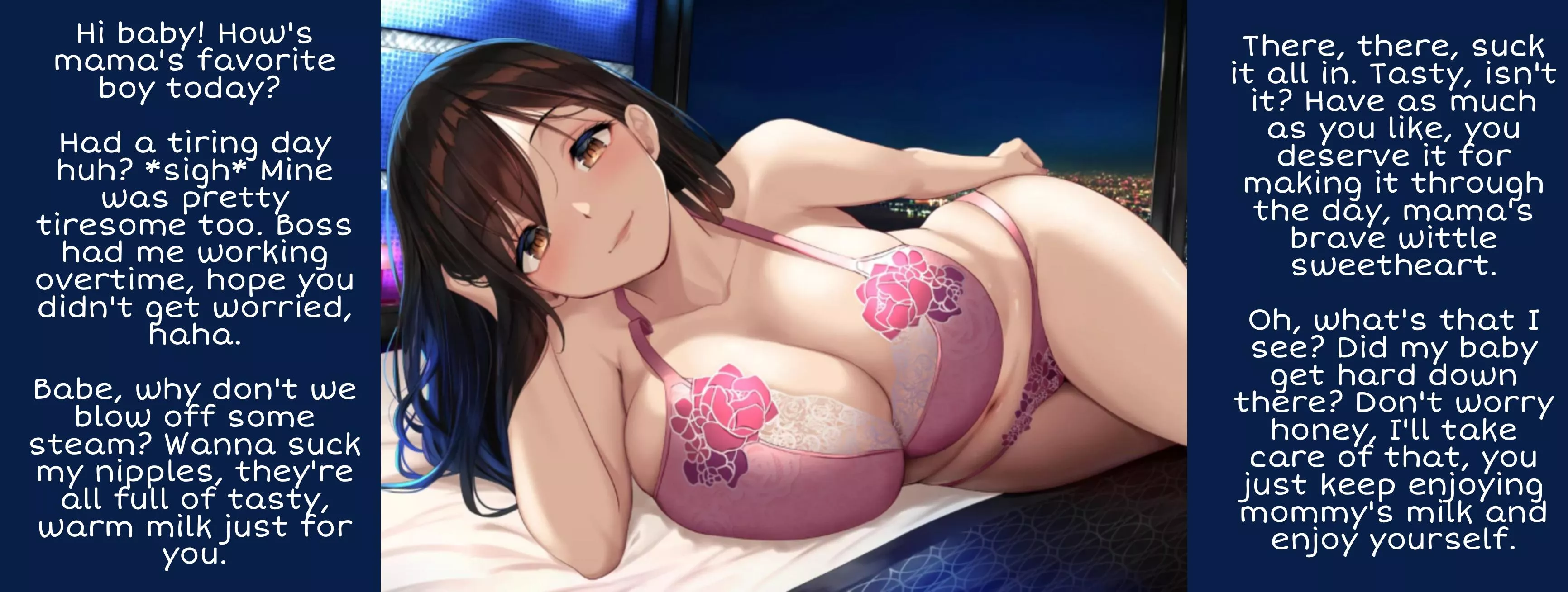 Back after a long day [breastfeeding][implied handjob]