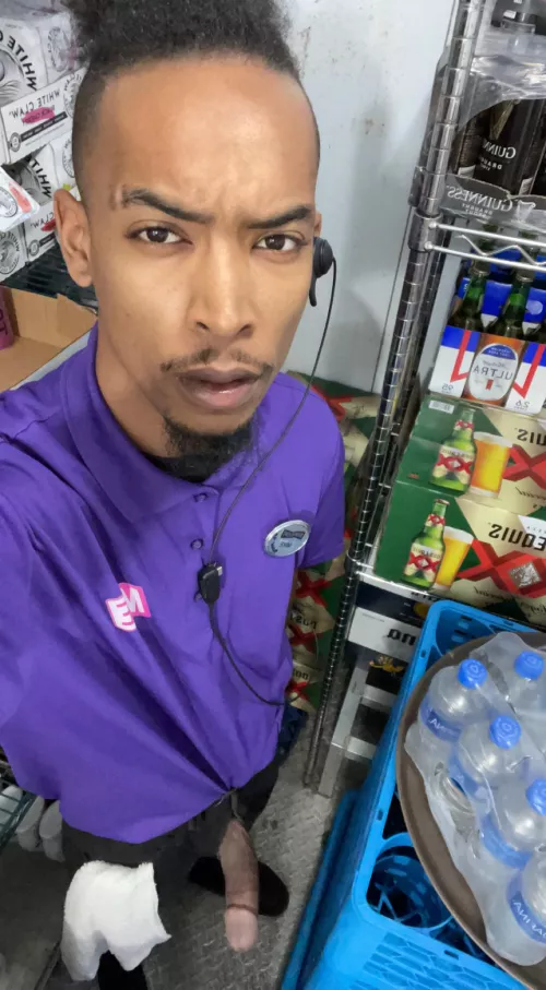 Bbc out at work! Wish a white girl would come suck me up in the keg room.