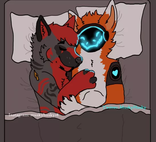 Bed cuddles ^w^ (art by me) smth I made for my love