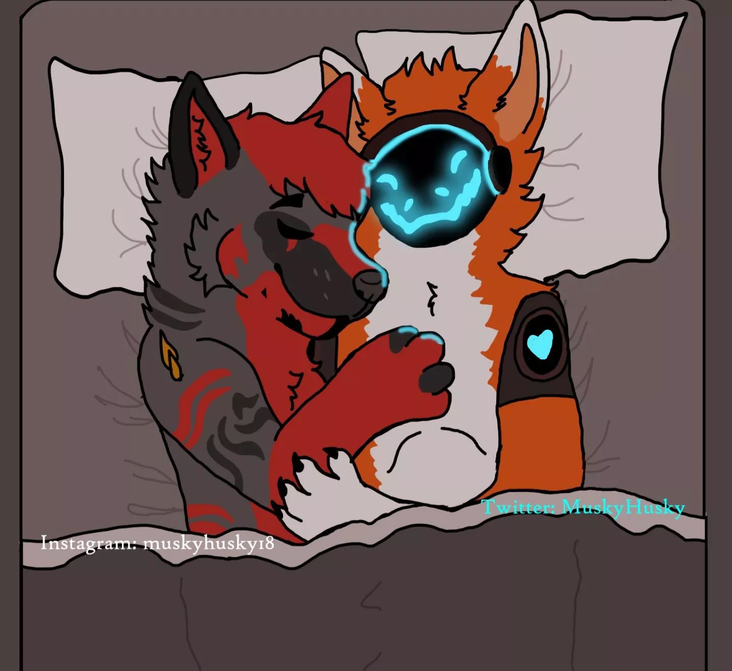 Bed cuddles ^w^ (art by me) smth I made for my love