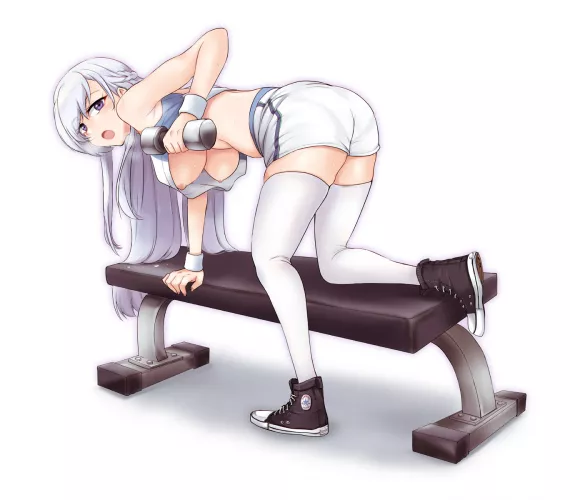 Belfast caught off guard at the gym (os) [Azur Lane]