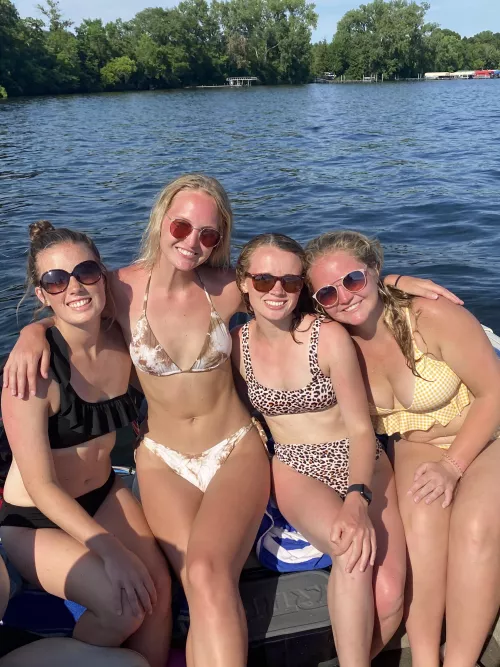 Bikinis on a boat